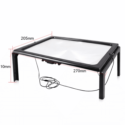 TEXTDESK – Lente d'ingrandimento da tavolo pieghevole 3x con illuminazione a LED per lettura a mani libere