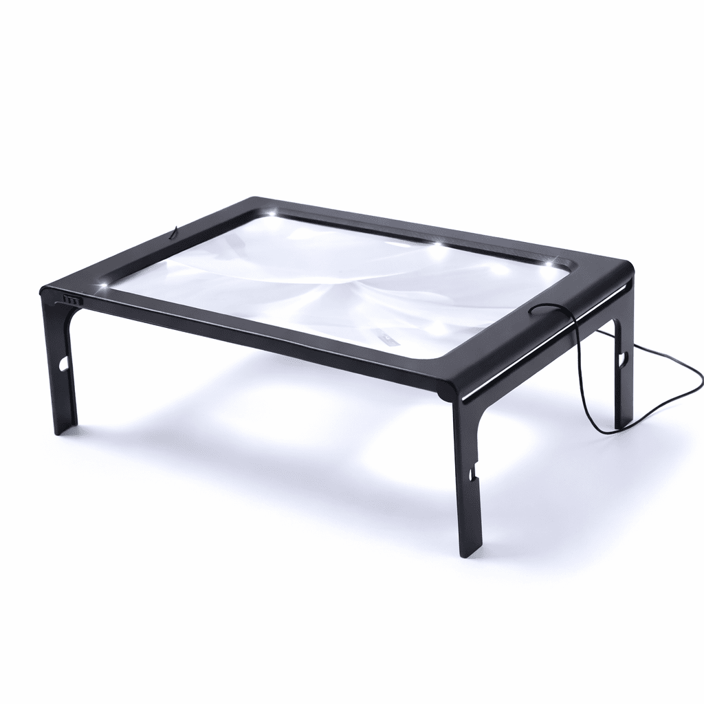 TEXTDESK – Lente d'ingrandimento da tavolo pieghevole 3x con illuminazione a LED per lettura a mani libere