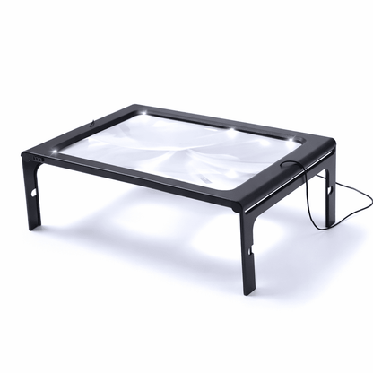 TEXTDESK – Lente d'ingrandimento da tavolo pieghevole 3x con illuminazione a LED per lettura a mani libere