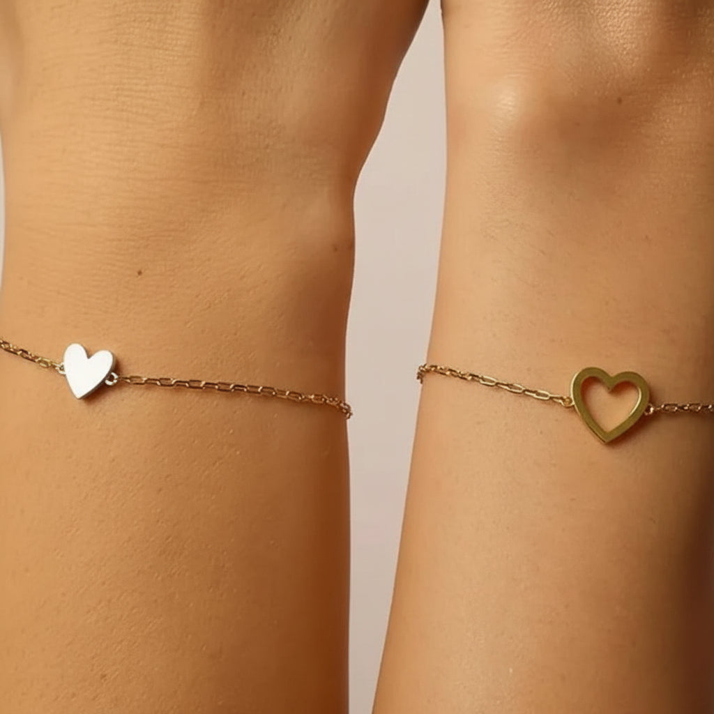 Braccialetto regolabile a catena con cuore, gioielli abbinati per coppie