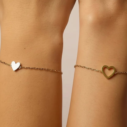 Braccialetto regolabile a catena con cuore, gioielli abbinati per coppie