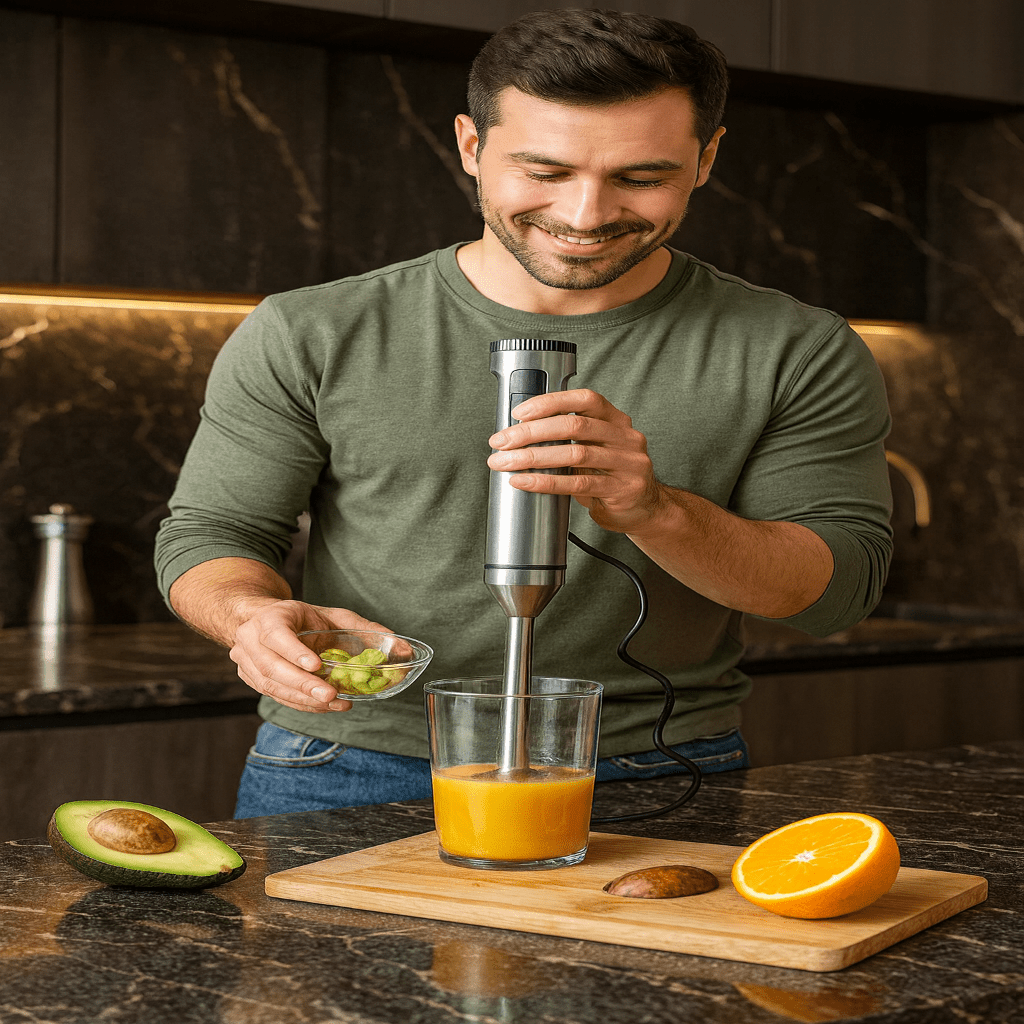 MASTER BLEND – 1000 W Frullatore ad immersione 4-in-1 per prestazioni in cucina senza sforzo