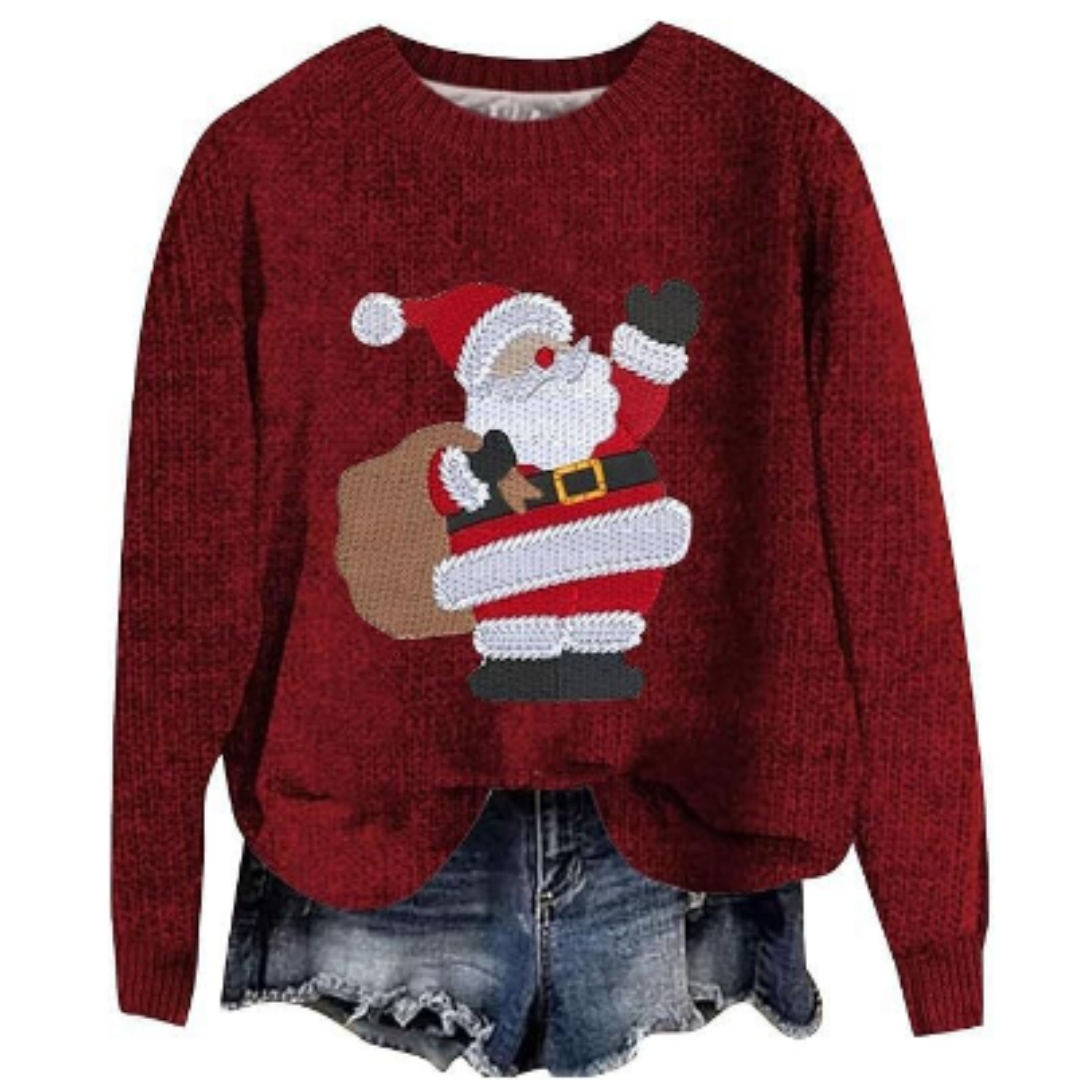 Maglione a maniche lunghe da donna per le feste, in maglia comoda