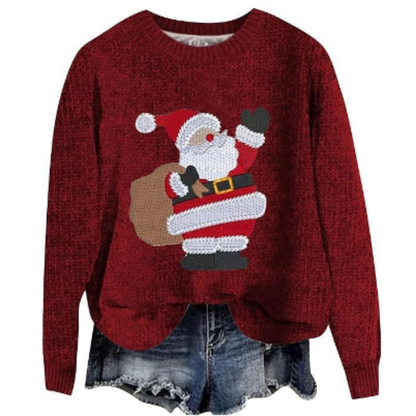 Maglione a maniche lunghe da donna per le feste, in maglia comoda