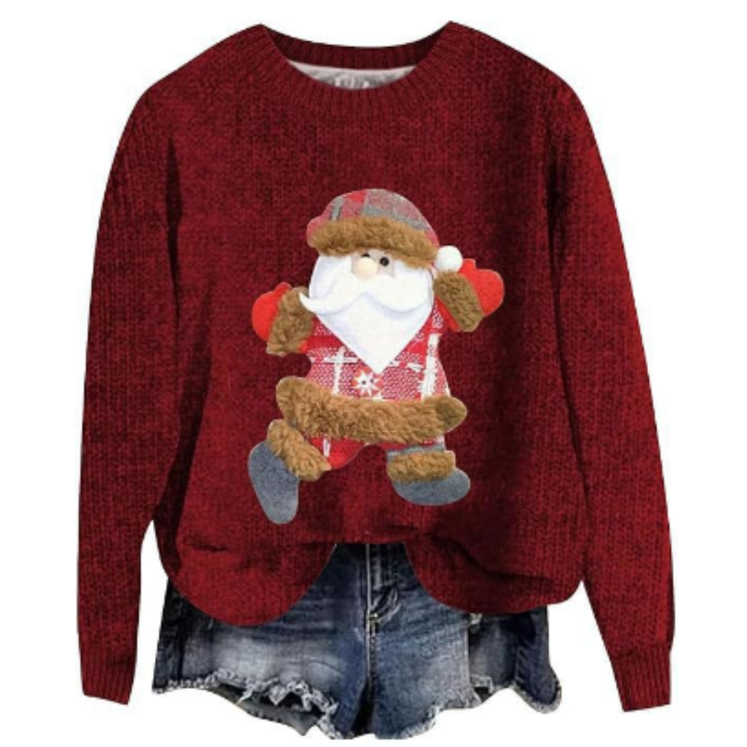 Maglione a maniche lunghe da donna per le feste, in maglia comoda
