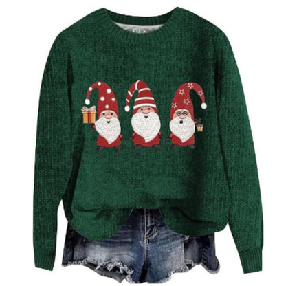 Maglione a maniche lunghe da donna per le feste, in maglia comoda