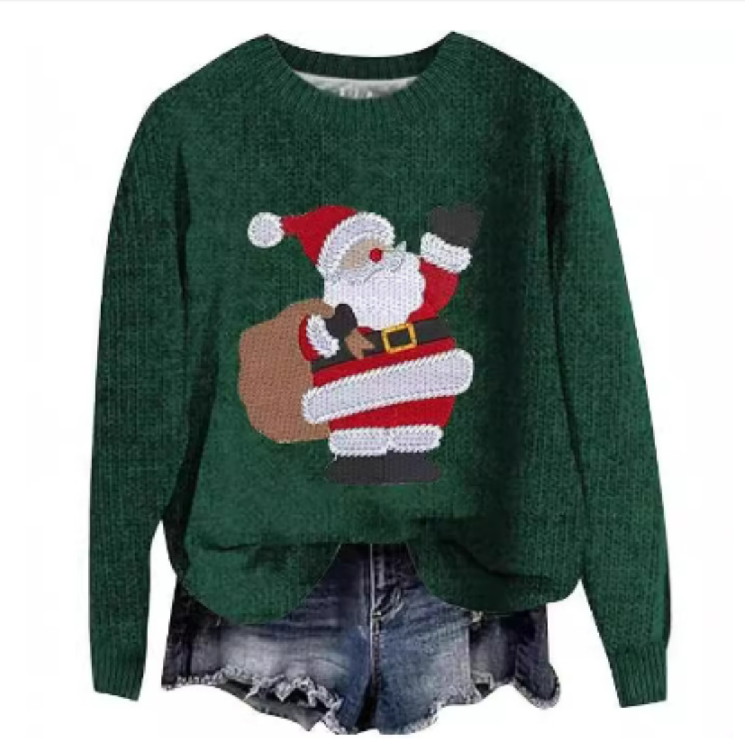 Maglione a maniche lunghe da donna per le feste, in maglia comoda