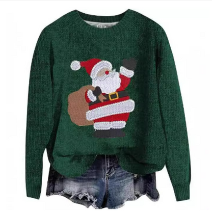 Maglione a maniche lunghe da donna per le feste, in maglia comoda