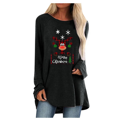 Maglione lungo festivo da donna in maglia calda