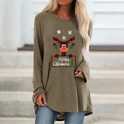 Maglione lungo festivo da donna in maglia calda