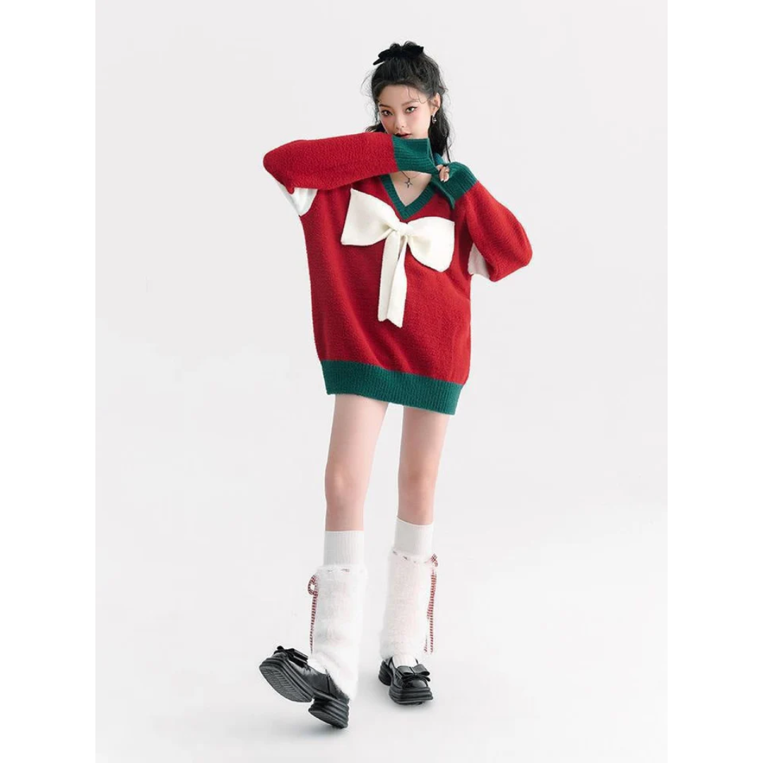 Maglione natalizio caldo da donna in misto acrilico