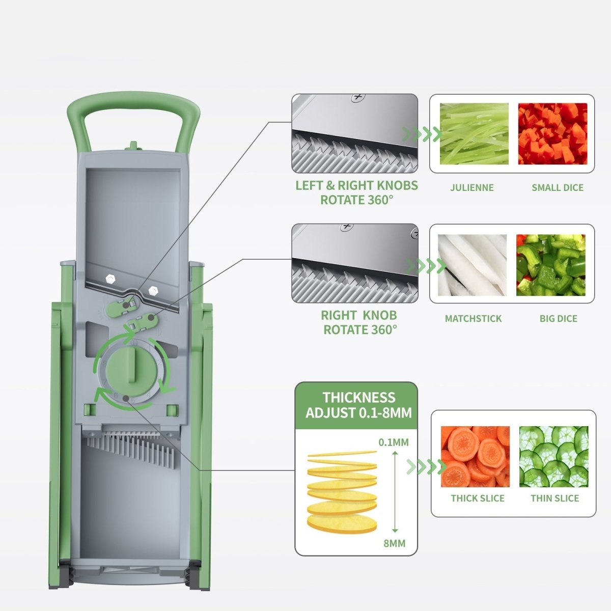 VEGIMASTER – Tagliaverdure multifunzionale e affettatrice pieghevole