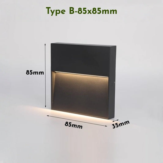 BESEGLOW – Lampada da parete esterna quadrata a LED in acciaio inossidabile e alimentata a energia solare