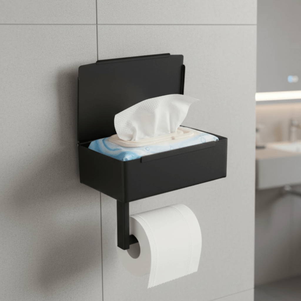 Porta carta igienica StahlDeluxe - Acciaio inossidabile con vano di ripostiglio multifunzionale per il tuo bagno