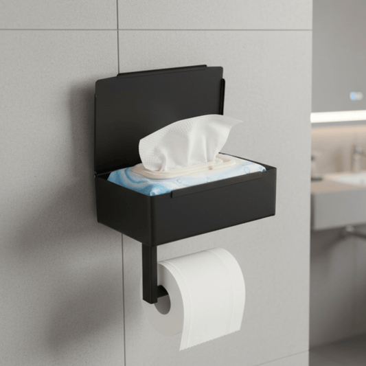Porta carta igienica StahlDeluxe - Acciaio inossidabile con vano di ripostiglio multifunzionale per il tuo bagno