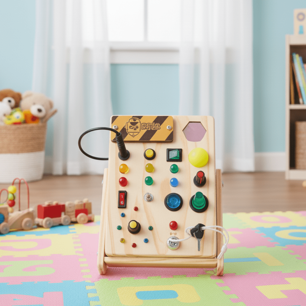 Pannello Montessori BrightStart - Giocattolo educativo con LED e interruttori per bambini piccoli