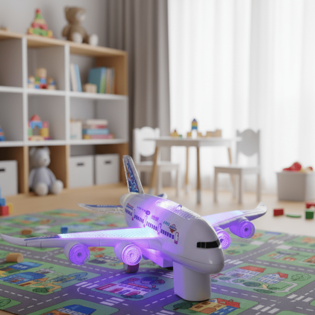 FLYGENIUS – Giocattolo aereo intelligente con musica e luci e navigazione automatica degli ostacoli