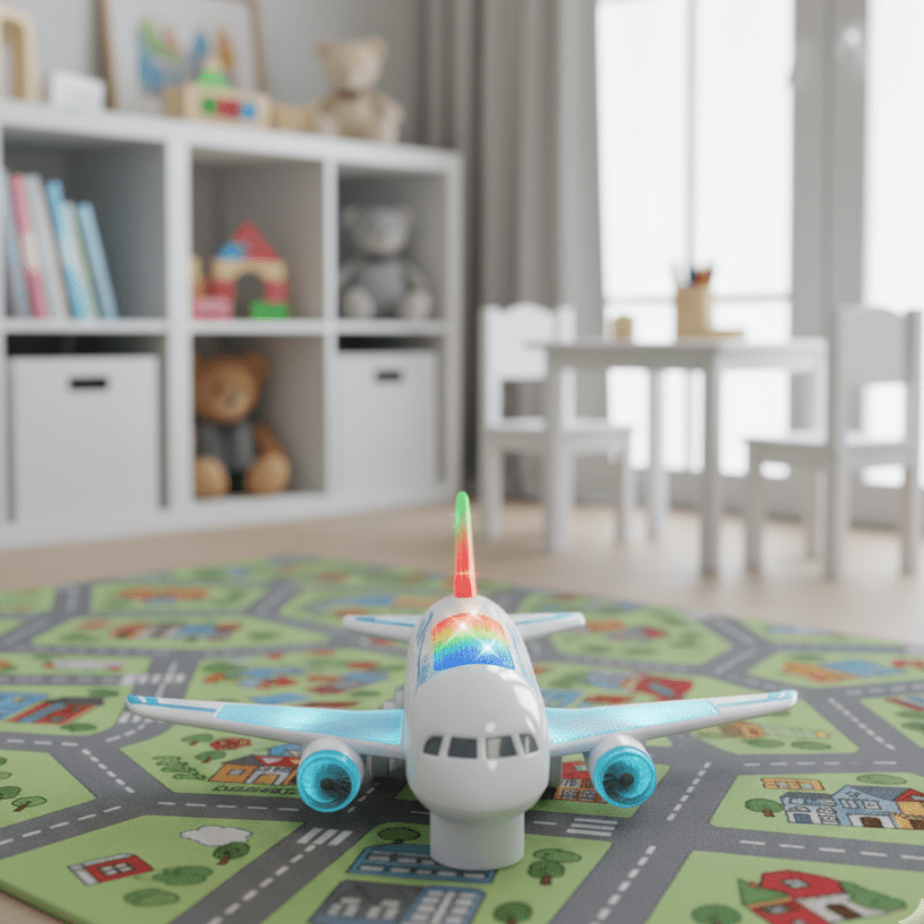 SPINJET – aereo giocattolo LED elettrico con rotazione a 360° e musica