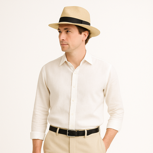 Cappello Panama estivo classico per uomo con ampia tesa