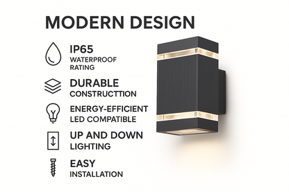 Lumora – Lampada da Esterno Moderna Up & Down Nera – Impermeabile IP65 con Attacco GU10