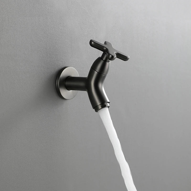BRASSFLOW – Rubinetto da parete in ottone per acqua fredda, moderno, per bagno, cucina e uso all'aperto