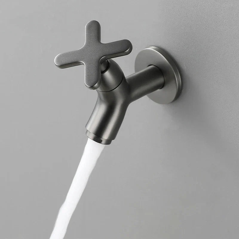 BRASSFLOW – Rubinetto da parete in ottone per acqua fredda, moderno, per bagno, cucina e uso all'aperto