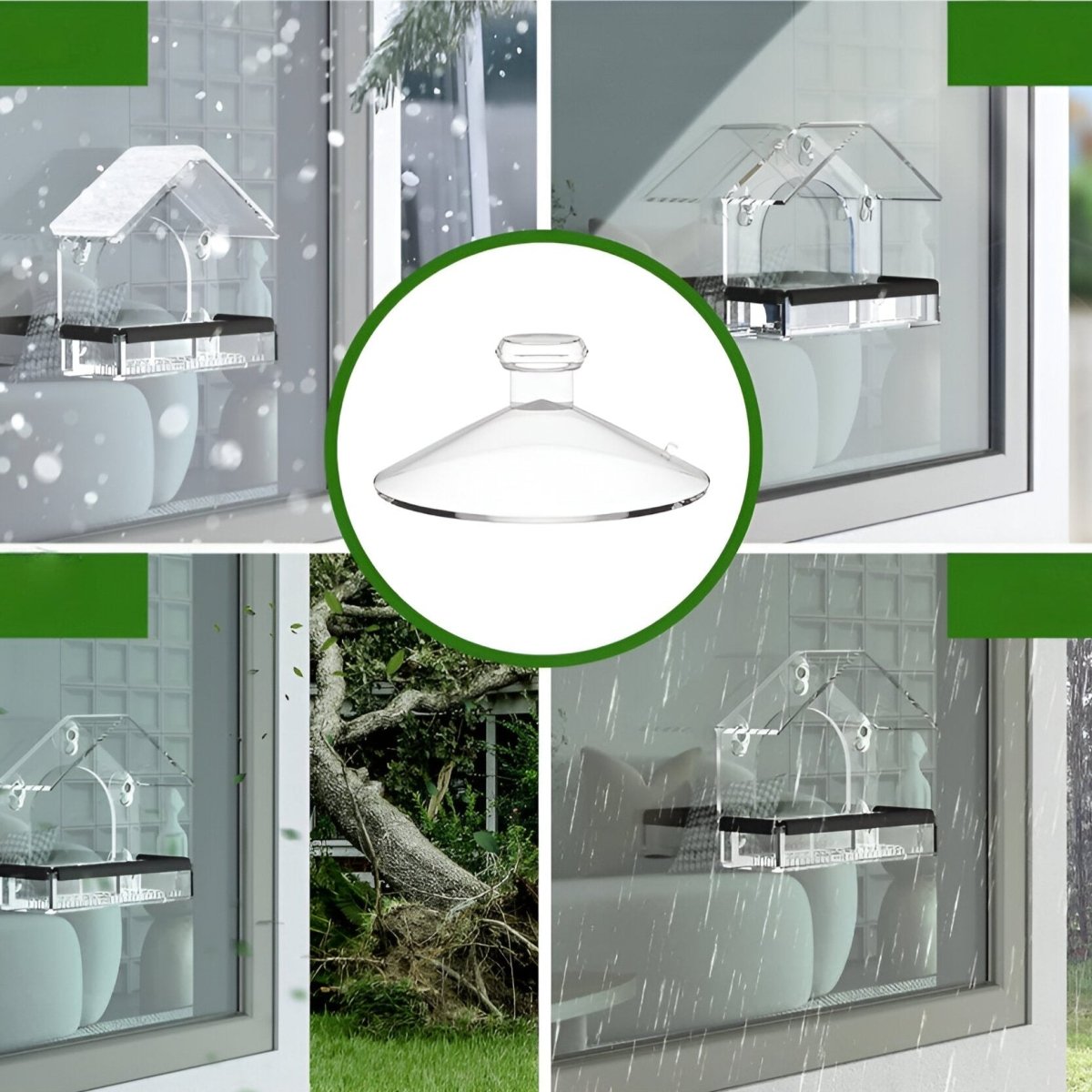 BIRDVISTA – Alimentatore per uccelli da finestra in acrilico con ventose resistenti per osservazione ravvicinata