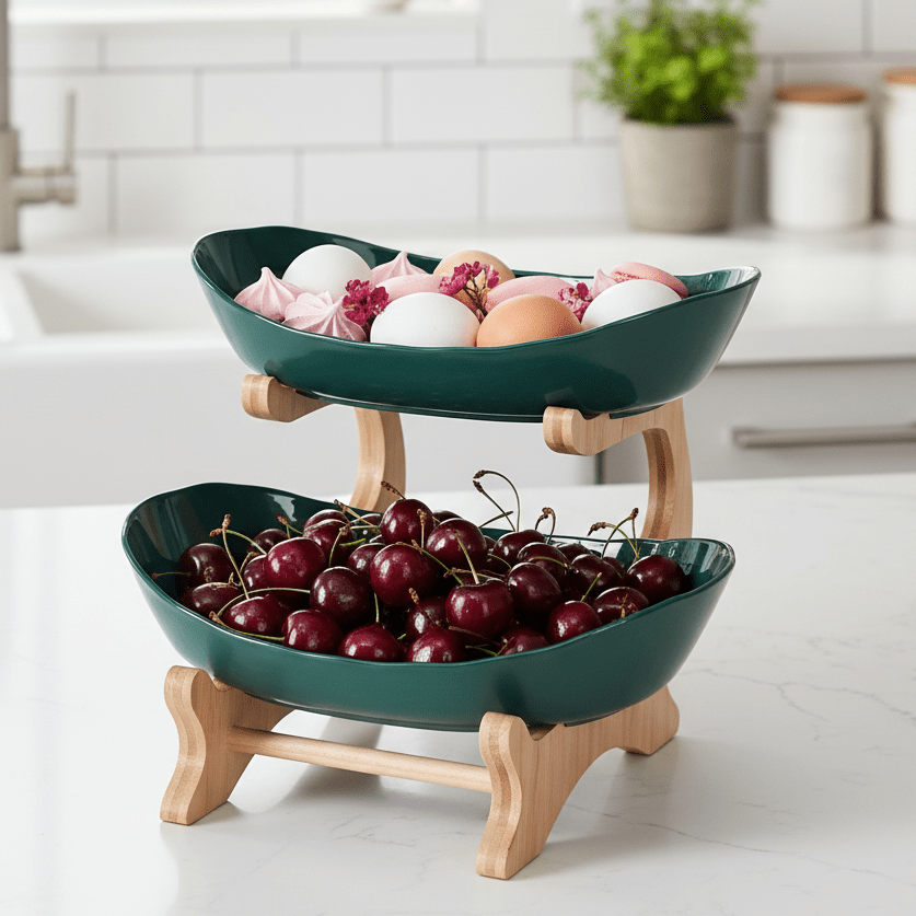 WOODFORM – Ciotola di frutta in legno a più livelli per il piano di lavoro moderno