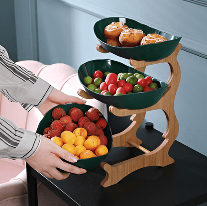 WOODFORM – Ciotola di frutta in legno a più livelli per il piano di lavoro moderno
