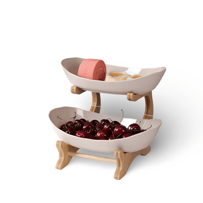 WOODFORM – Ciotola di frutta in legno a più livelli per il piano di lavoro moderno