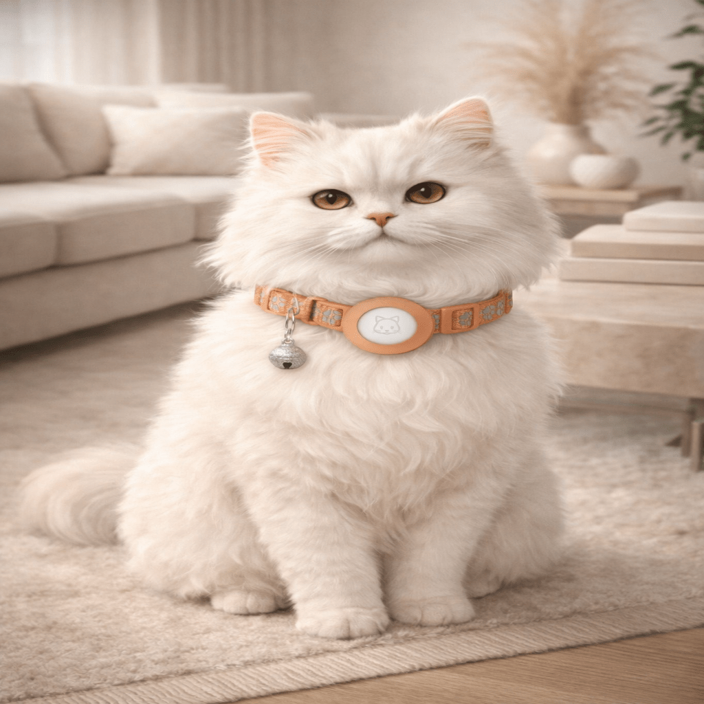 TRACKKITTY – Collare riflettente per gatto con supporto AirTag e campanella di sicurezza