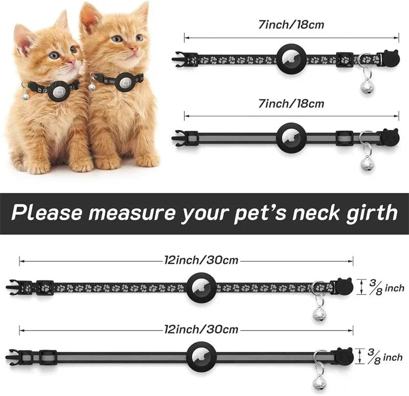 TRACKKITTY – Collare riflettente per gatto con supporto AirTag e campanella di sicurezza