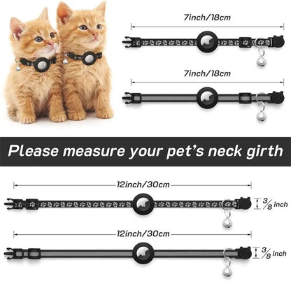 TRACKKITTY – Collare riflettente per gatto con supporto AirTag e campanella di sicurezza