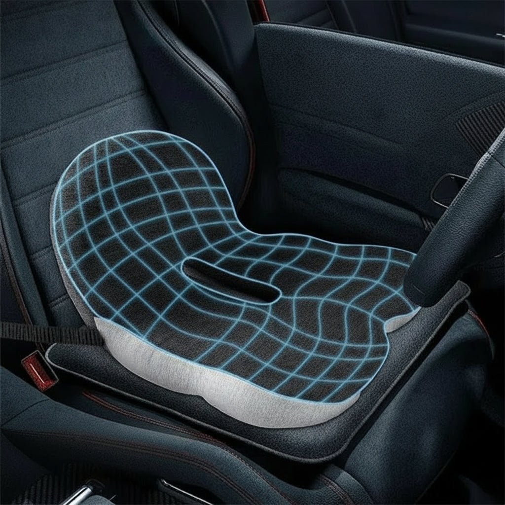 PRESSURISOFT – Cuscino in memory foam per sollievo dal dolore sciatico e comfort durante sedute prolungate
