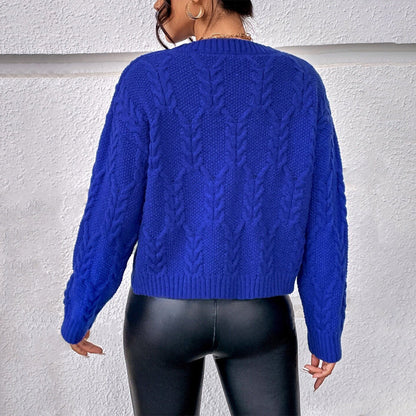 Maglione Donna | Girocollo a Trecce e Polsini a Coste