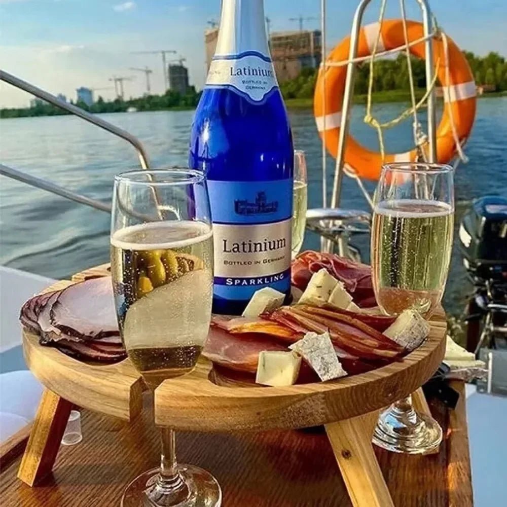VINOFIELDX – Tavolo da picnic pieghevole in legno per pasti all'aperto con porta vino