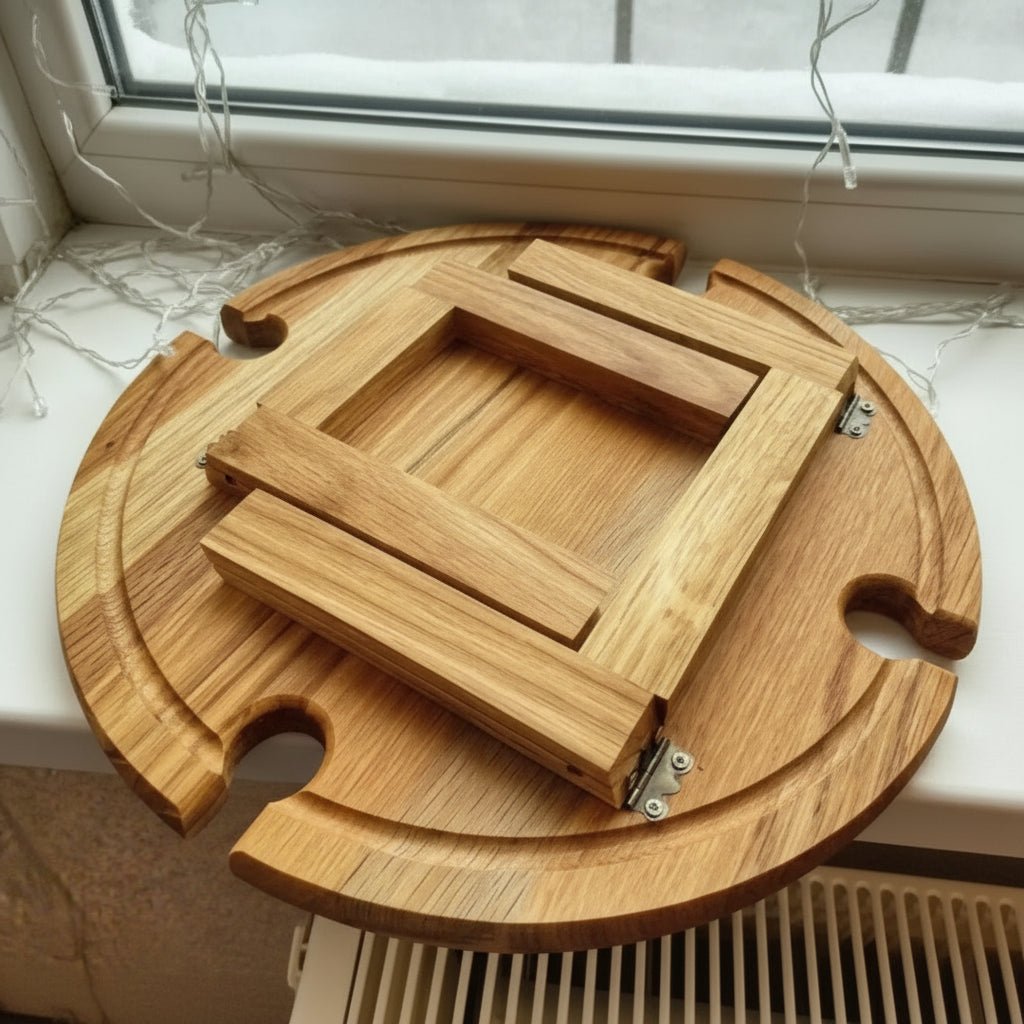 VINOFIELDX – Tavolo da picnic pieghevole in legno per pasti all'aperto con porta vino