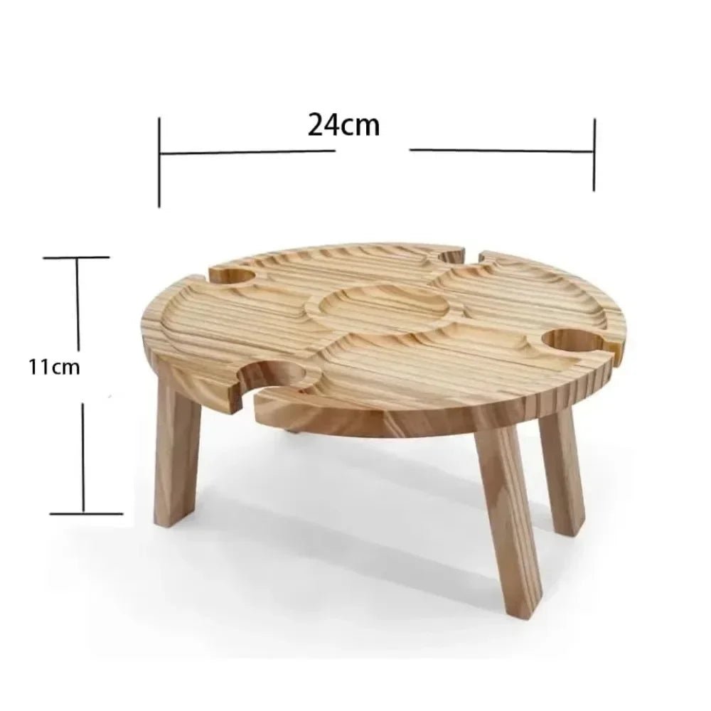 VINOFIELDX – Tavolo da picnic pieghevole in legno per pasti all'aperto con porta vino