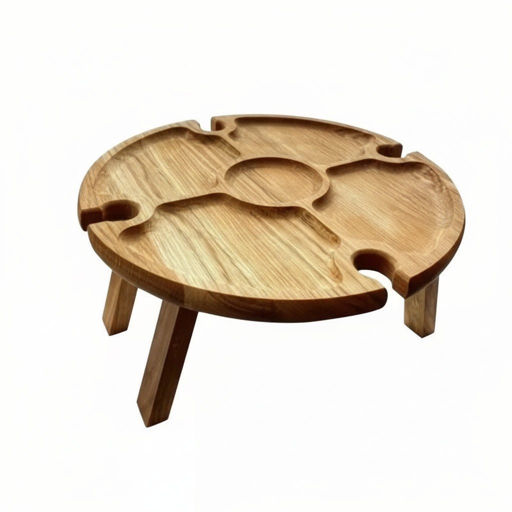 VINOFIELDX – Tavolo da picnic pieghevole in legno per pasti all'aperto con porta vino