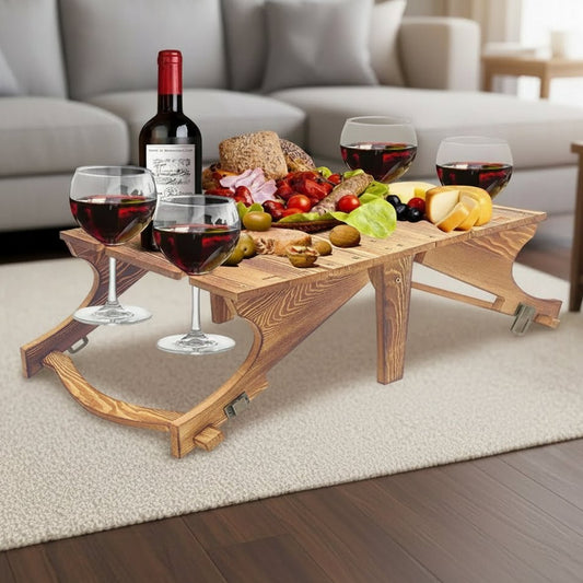 TRAILTABLE – Tavolo da campeggio pieghevole e compatto con portabicchieri per bicchieri da vino e spazio di stoccaggio