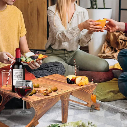 TRAILTABLE – Tavolo da campeggio pieghevole e compatto con portabicchieri per bicchieri da vino e spazio di stoccaggio