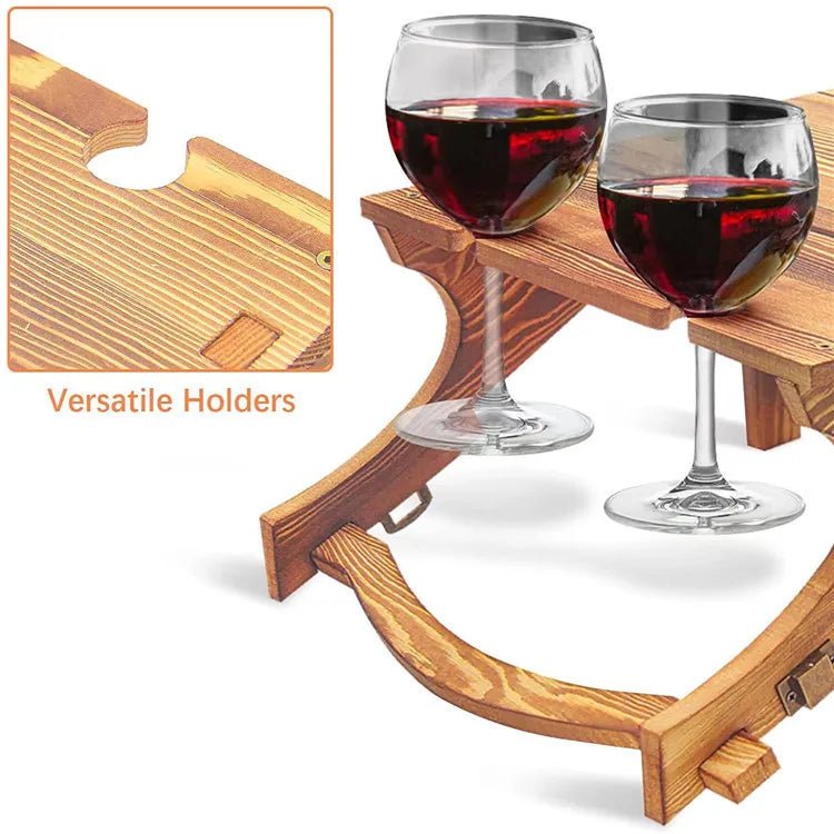 TRAILTABLE – Tavolo da campeggio pieghevole e compatto con portabicchieri per bicchieri da vino e spazio di stoccaggio