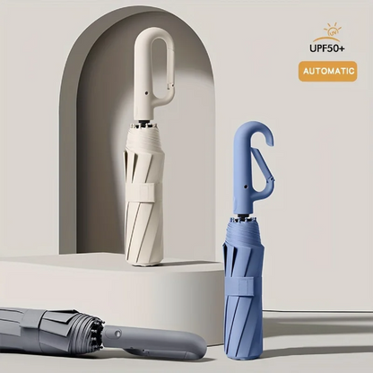 Ombrello di piegatura automatica resistente al vento con manico a fibbia grande-compatto e resistente