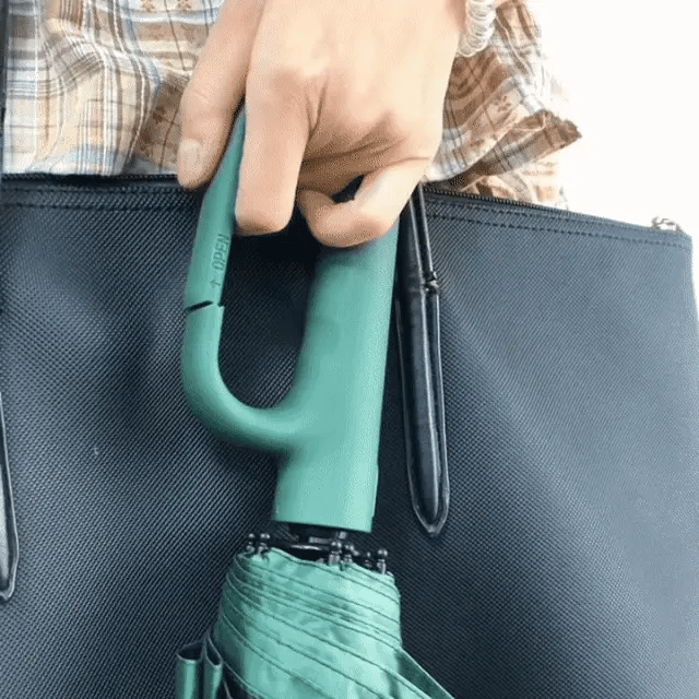 Ombrello di piegatura automatica resistente al vento con manico a fibbia grande-compatto e resistente