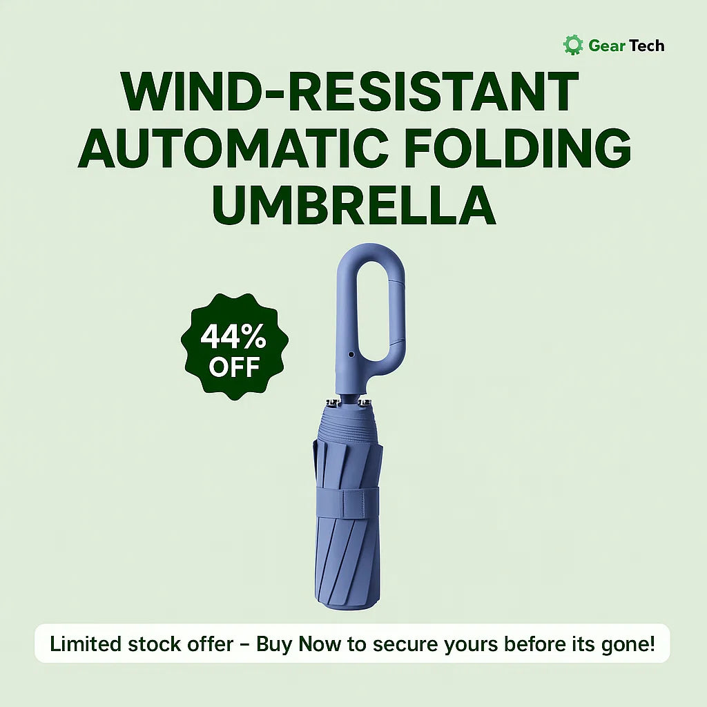 Ombrello di piegatura automatica resistente al vento con manico a fibbia grande-compatto e resistente