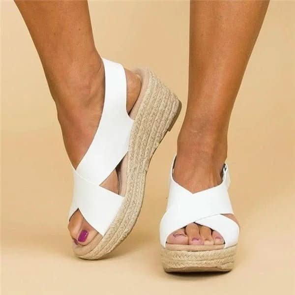 Sandalique – Sandali ortopedici da donna con zeppa e cinturini incrociati per comfort e stile