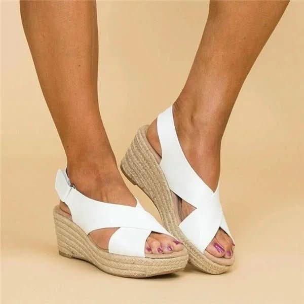 Sandalique – Sandali ortopedici da donna con zeppa e cinturini incrociati per comfort e stile