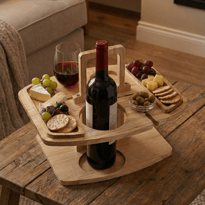 COUNTRYPLATE – Tavolo da picnic in legno con scomparti divisi per momenti speciali dedicati al vino
