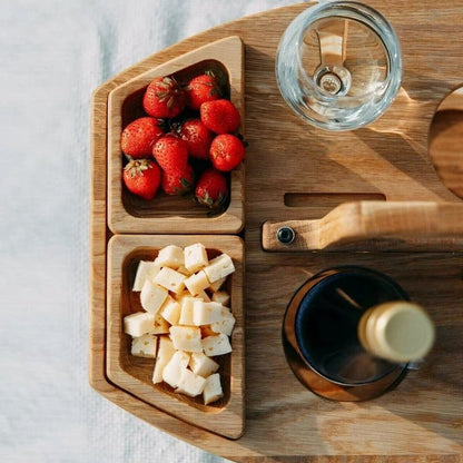 COUNTRYPLATE – Tavolo da picnic in legno con scomparti divisi per momenti speciali dedicati al vino