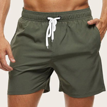 Pantaloncini da bagno da uomo in tessuto ad asciugatura rapida con vita elastica